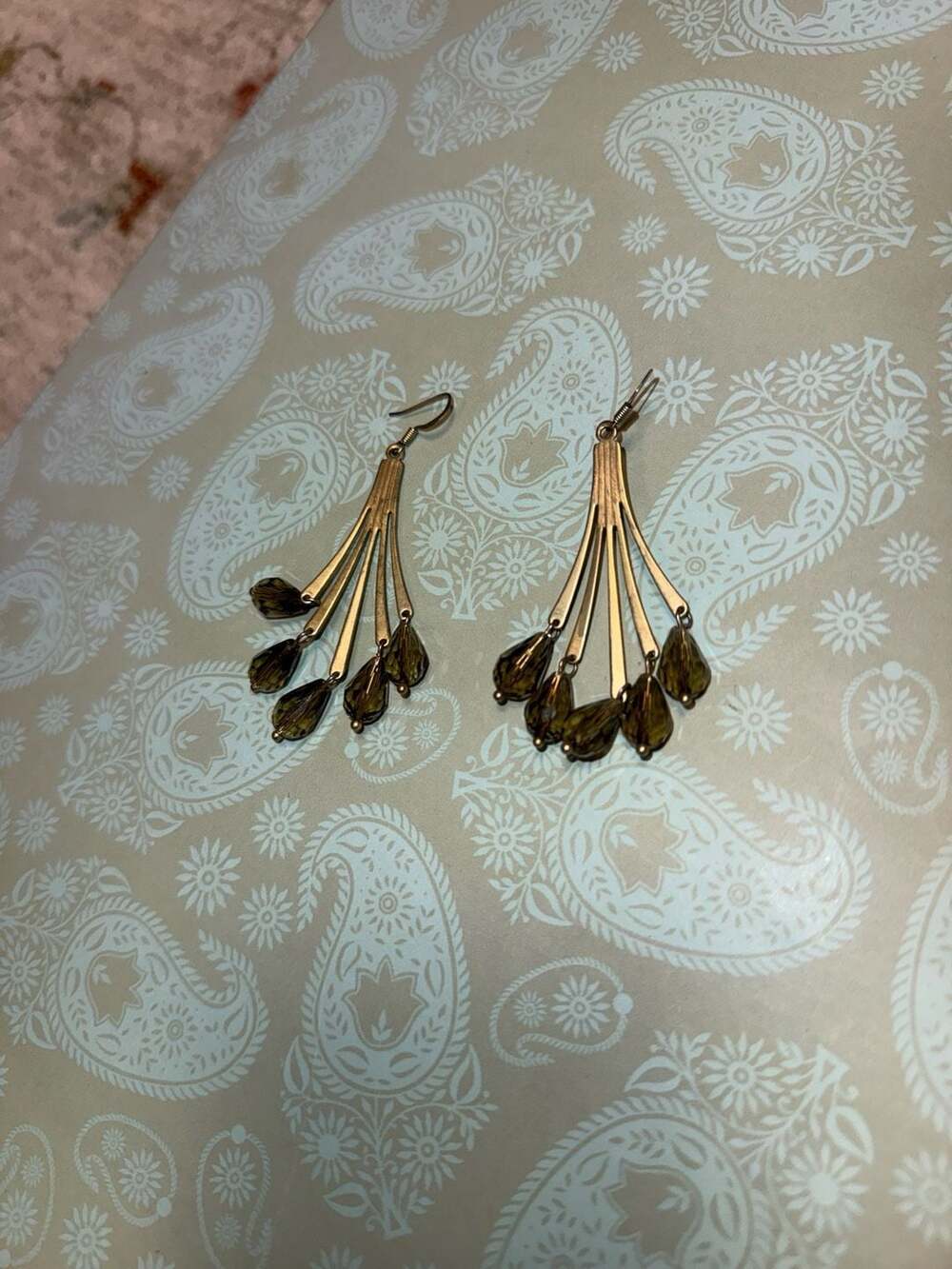 Long Chandelier Earrings, Natural Pyrite Earrings, Gold Dangle Earrings, Boho Ch - Picture 4 of 7